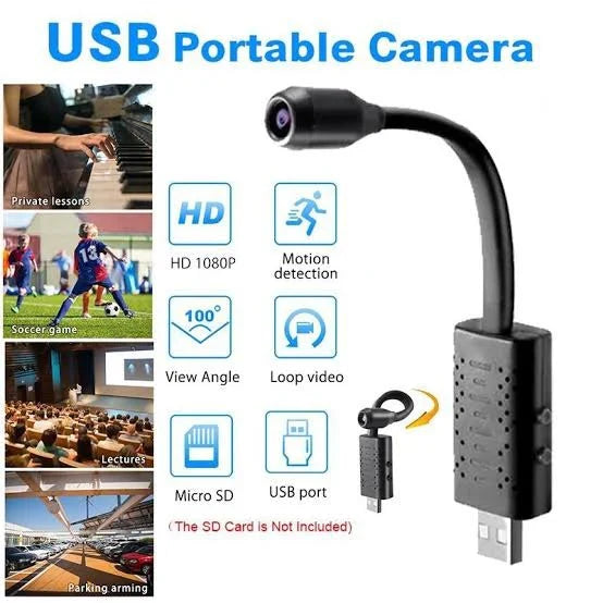 Portable V380 Pro 2MP 1080P HD USB Surveillance Camera With Rotatable Gnoose Neck, Motion Detection (WiFi & Hotspot)