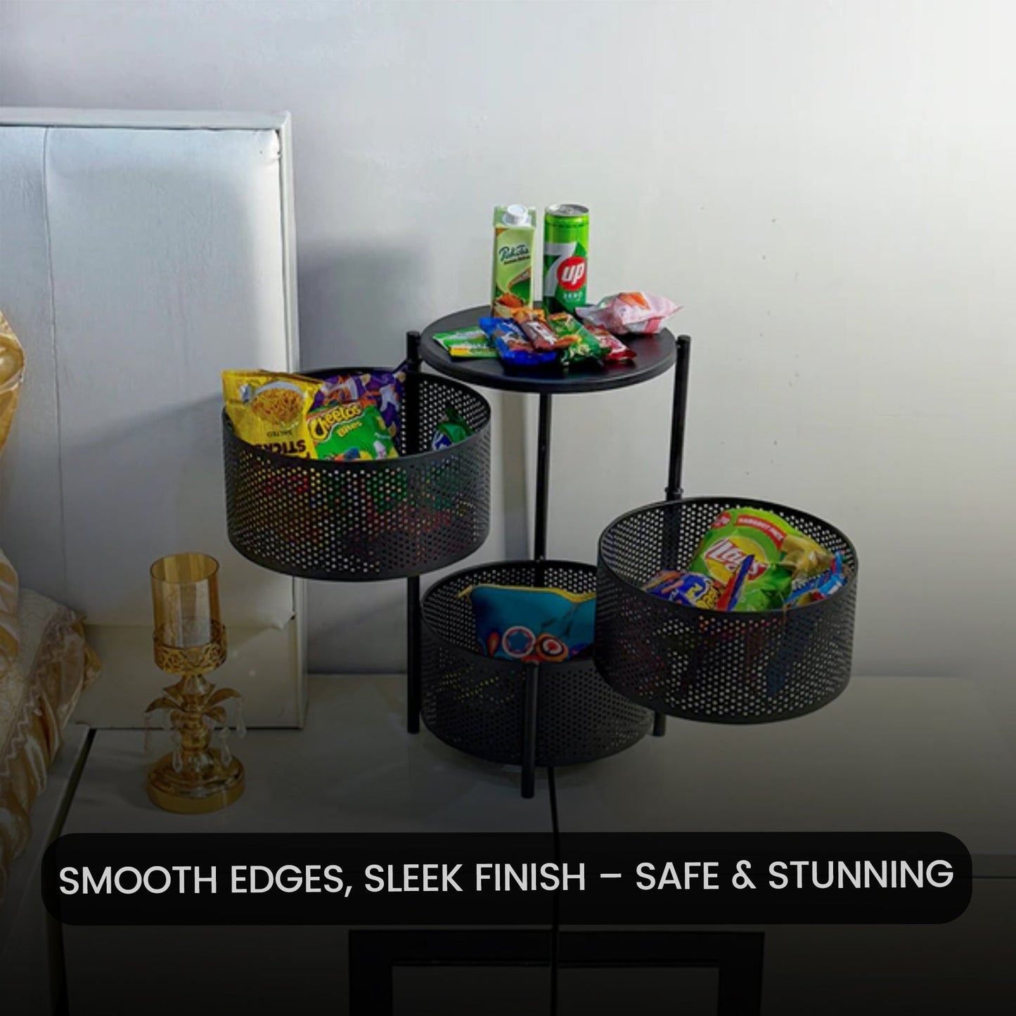 3 Layer Premium Round Metal Trolley