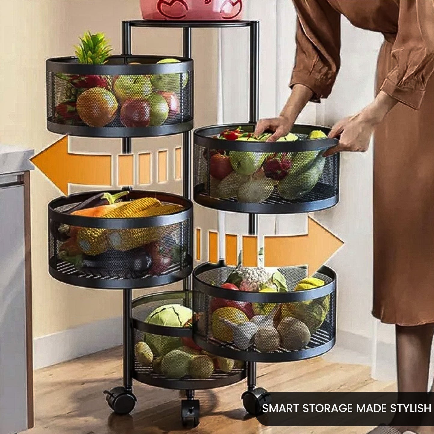 5 Layer Premium Round Metal Trolley