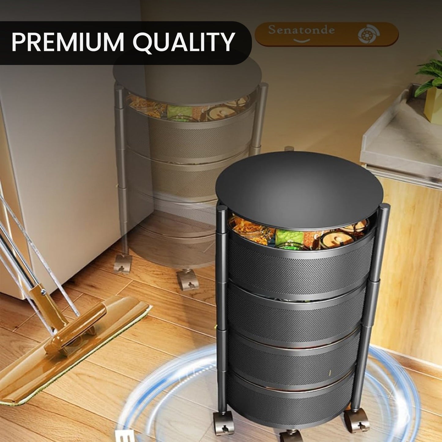5 Layer Premium Round Metal Trolley