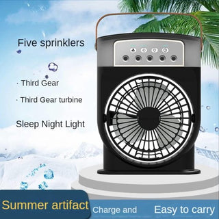 Portable Air Conditioner Fan - 5-Hole Spray, Humidifier, USB Rechargeable