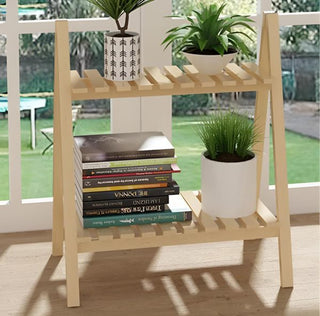 Wooden 2-Tier Foldable Display Stand - Stylish Organization for Every Space